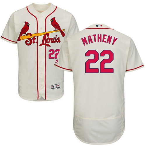 Cardinals #22 Mike Matheny Cream Flexbase Authentic Collection Stitched MLB Jersey - Click Image to Close